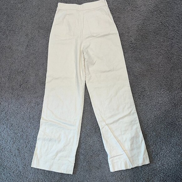 LPA Linen Blend Jacopo Side Button Closure Sailor Wide Leg Pants - Ivory - XS - Picture 5 of 11